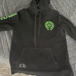 Chrome Hearts Black and Green Leather Cross Hoodie